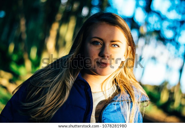 Portrait Blue Eyed Blonde Haired Girl Stock Photo Edit Now