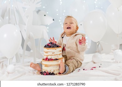 Portrait boy with birthday cake