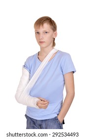 Portrait Of Boy With A Broken Arm