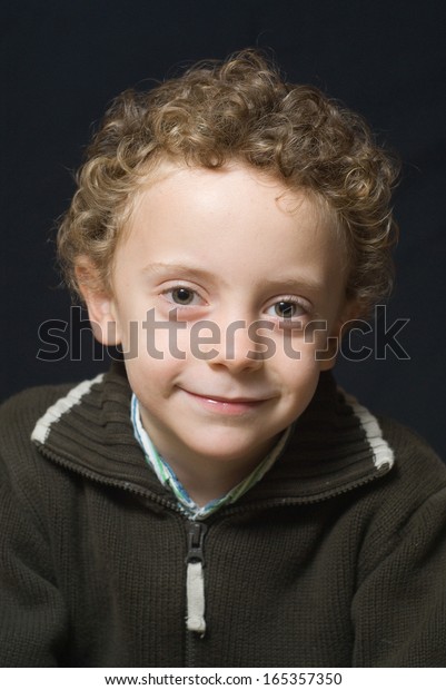 Portrait Boy Five Years Curly Blond Stock Photo Edit Now 165357350