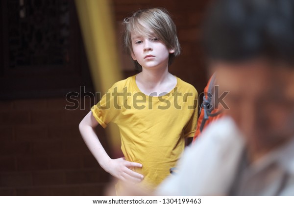 Portrait Boy School Age Stylish Haircut Stock Photo Edit Now