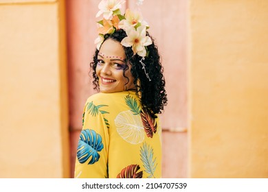 Portrait Of A Brazilian Woman During A Carnival Block