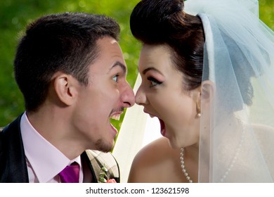 Portrait Of Bride And Groom.unusual Wedding Photos With Humor