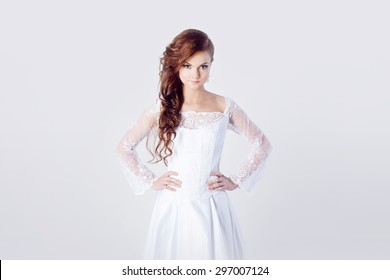 Portrait Of Bride In Wedding Dress And  A Bad Mood