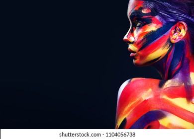 Portrait Bright Beautiful Girl Art Colorful Stock Photo 552938803 ...