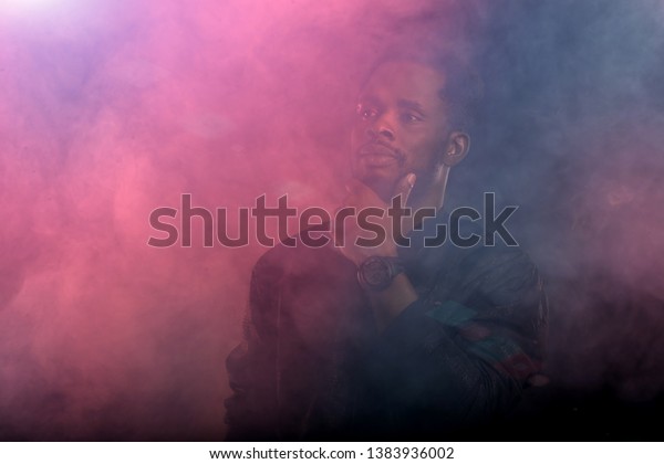 Portrait Brutal Attractive Black Man Beard Stock Photo Edit