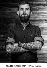 Portrait Of Brutal Tattooed Male