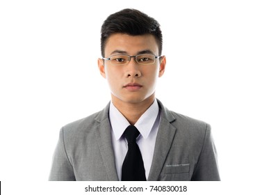 Portrait Of A Business Man With Glasses. Isolated On White Background