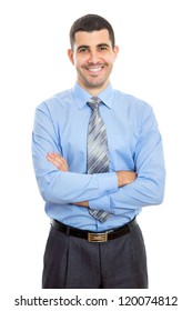 Portrait Of A Business Man Isolated On White Background.