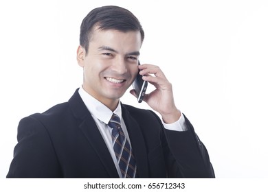 Portrait of business man using a mobile phone