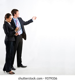 Portrait Of Business People Standing On A White Background