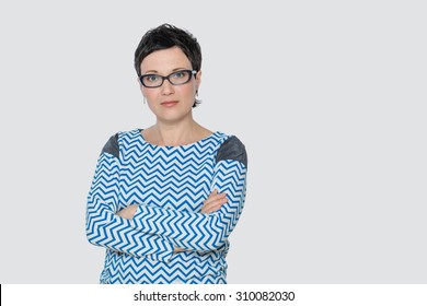 Portrait Of Business Woman Or Creative Professional With Eyeglasses. Isolated, With Copy Space.