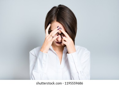 Portrait Business Woman Crying Short Hair Stock Photo 1195559686 ...