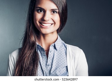 Portrait Businesswoman Against Dark Background Stock Photo 523642897 ...