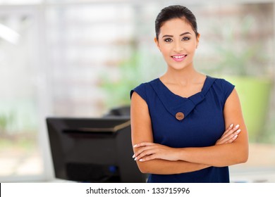 portrait of caucasian businesswoman in her office