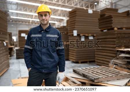 Portrait caucasian engineer man with Kraft paper stock background
