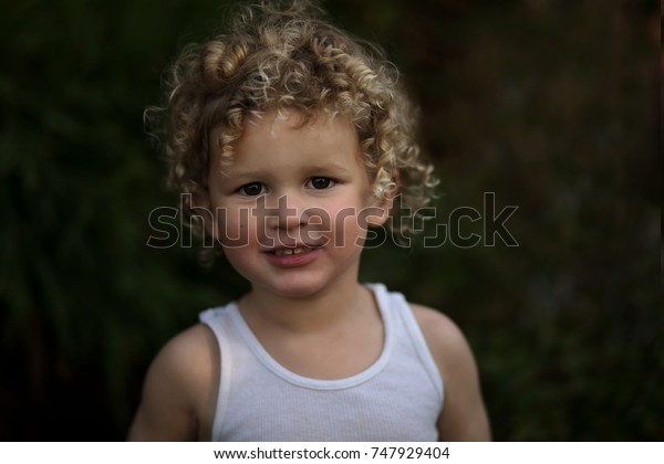 Portrait Caucasian Young Boy Blonde Curly Stock Photo Edit Now