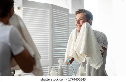 Portrait Charming Guy Drying His Face Stock Photo 1794403645 | Shutterstock