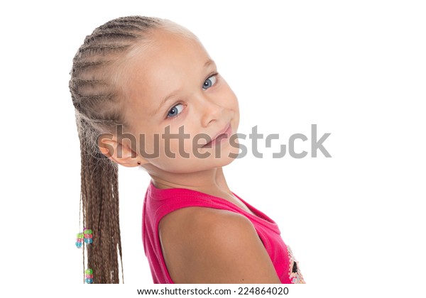Portrait Charming Pretty Little Girl Dreadlocks Stock Photo