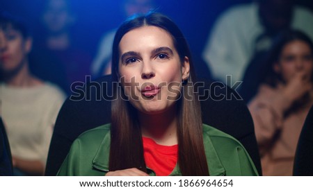 Similar – Image, Stock Photo beautiful caucasian woman watching sunset in countryside. Relax and lifestyle outdoors