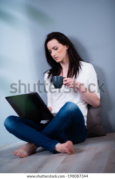 Portrait Cheerful Young Caucasian Woman Relaxing Stock Photo Edit