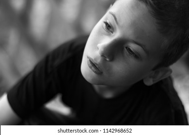 Portrait Of A Child With A Cerebral Palsy. Close-up