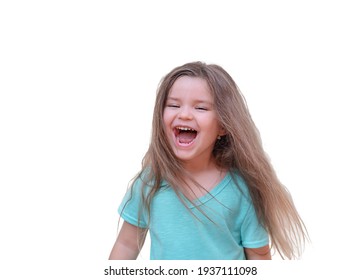 Portrait Of The Child Girl Isolated On White Background