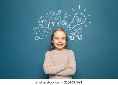 Portrait Child Girl Smiling Success Idea Stock Photo 2161697691 