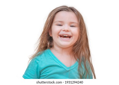 Portrait Of A Child Isolate. Happy Child On White Background