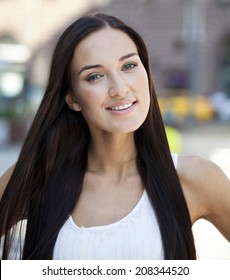 Portrait close up of young beautiful woman - Shutterstock ID 208344520