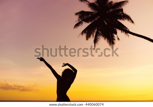 Portrait Closeup Orange Tropical Landscape Palm Stock Image