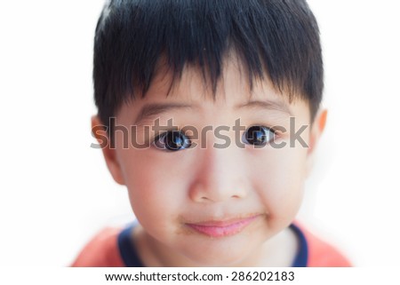 Portrait Closeup Of A Thai Cute Boy On White Isolate Background With Copy Space What Portrait Closeup Of A Thai Cute Boy On White Isolate Background With Copy Space What