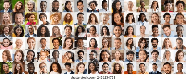 A portrait collage emphasizing diversity, showcasing a wide range of people from different backgrounds in a united display