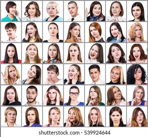 Portrait Collage Of Many Smiling Faces