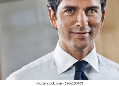 Portrait of confident businessman smiling in office