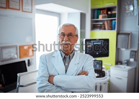 Portrait of a confident senior doctor in medical office