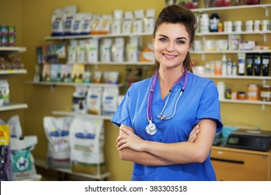 Portrait Of A Confident Veterinarian At Clinic.