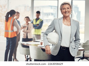 Portrait, construction worker and manager with an engineer woman at work in her architecture office. Industry, design and building with a female architect leader working on a development project - Powered by Shutterstock