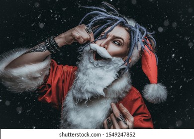 Portrait Cool Punk Santa Claus Luminous Stock Photo (Edit Now) 1549247861