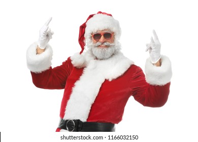 Portrait Of Cool Santa Claus On White Background