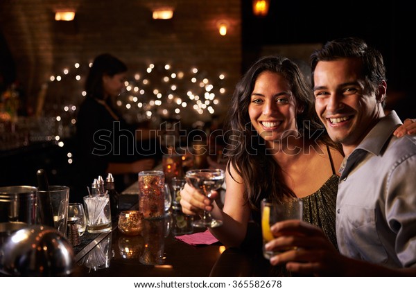 Portrait Couple Enjoying Night Out Cocktail Stock Photo 365582678 ...