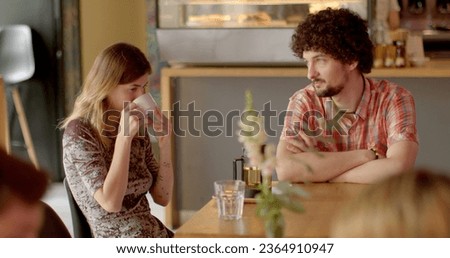 Portrait couple solves relationship problems in public space, people lifestyle. Honest conversation is openly discussing their issues and concerns. Dialogue of two persons. valuing resolving conflicts