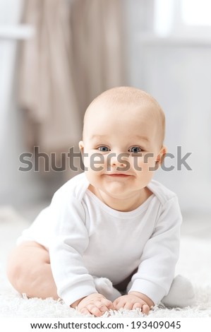 Similar – Portrait of 3 month old baby smiling.