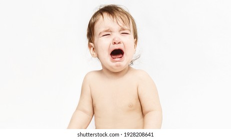 Portrait Of A Crying Baby. Baby Upset. Screaming Baby