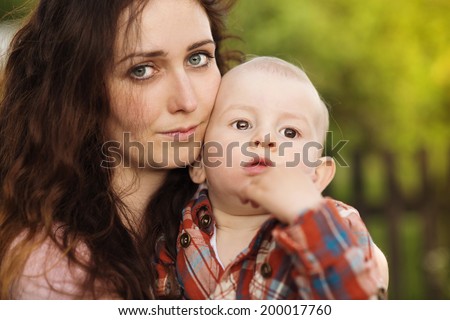 Similar – Portrait of sad little boy