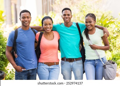 Portrait Of Cute African American College Friends On Campus