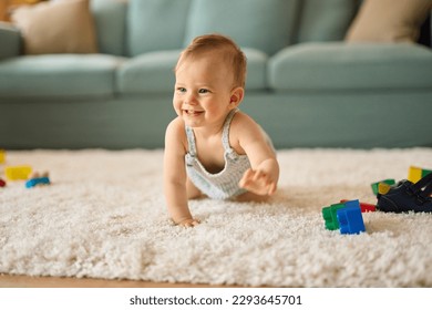 Portrait of a cute crawling baby boy at home - Powered by Shutterstock