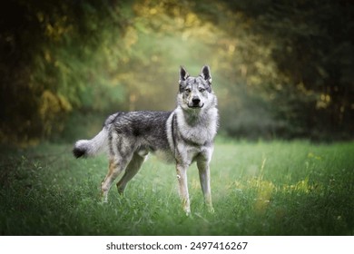 Portrait of a cute Czechoslovakian Wolfdog in the garden. - Powered by Shutterstock