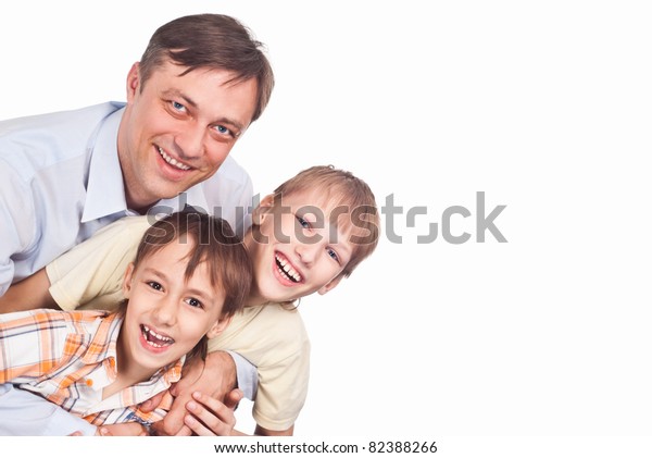 Portrait Cute Dad His Boys Stock Photo (Edit Now) 82388266