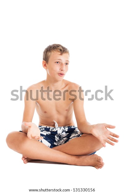 Portrait Cute European Teen Boy Wearing Stock Photo (Edit Now) 131330156